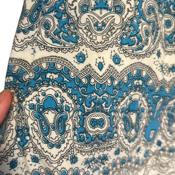 Feather Bone Blue White Wide Leg Pants Womens Sz 6 Paisley Boho Maximalist Loose - Picture 9 of 16